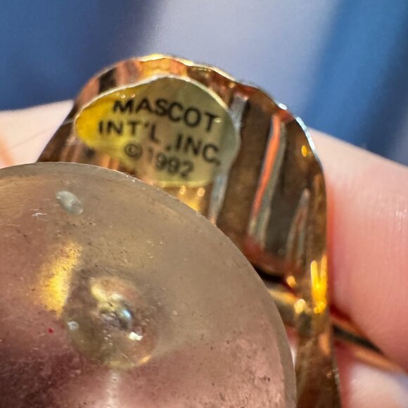 1992 Mascot International Owl Suncatcher Gold Tone Window Hanging With Crystal B - Picture 3 of 10